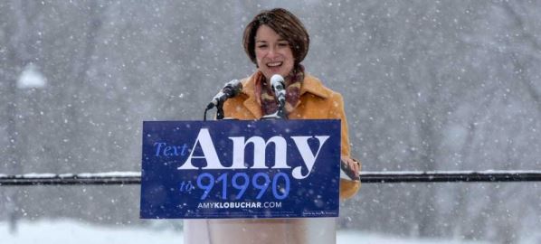 Amy Klobuchar announcing her candidacy for President. 
