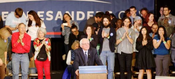 Bernie Sanders hosting a town hall meeting at Pinkerton Academy in Derry, N.H.