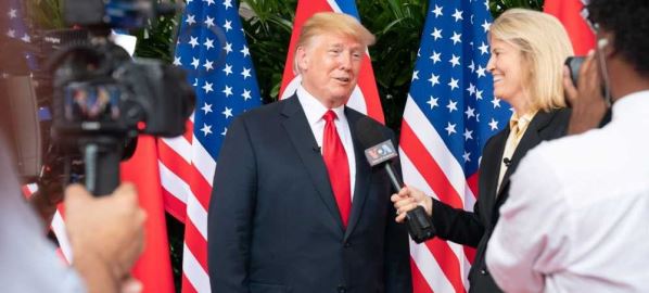 Greta Van Susteren interviewing Donald Trump in the Singapore summit.