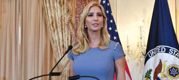 Ivanka Trump speaking at a State Department event on human trafficking.