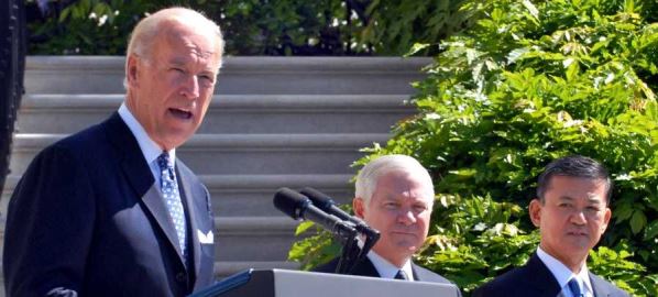 Joe Biden speaking at the opening ceremonies of the Wounded Warrior Soldier Ride.