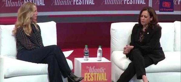 Kamala Harris being interviewed at The 2018 Atlantic Festival in Washington, D.C.