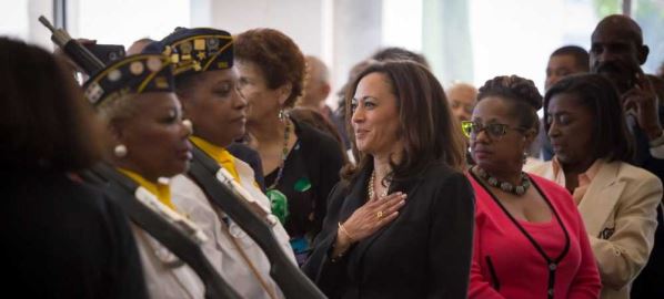 Kamala Harris participating at a town hall in Los Angeles, California.