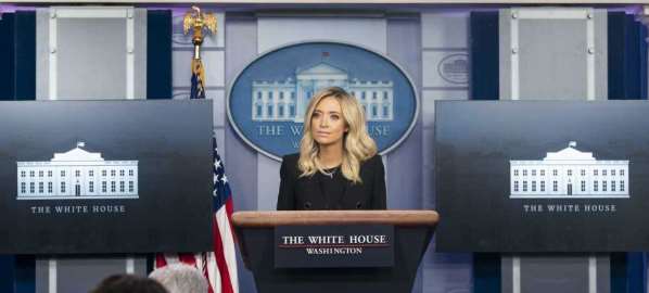 White House Press Secretary Kayleigh McEnany at a press briefing.