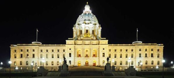 Minnesota State Capitol at night.
