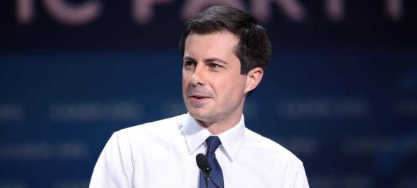 Pete Buttigieg speaking at the 2019 California Democratic Party State Convention.