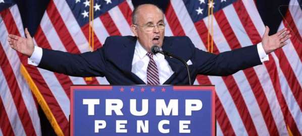 Rudy Giuliani at a 2016 Trump rally in Phoenix, Arizona.
